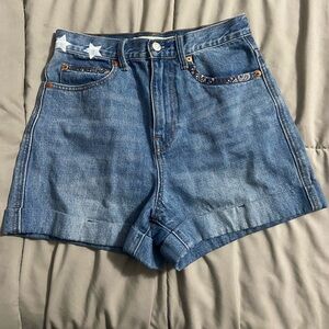 GAP paisley star denim cuffed shorts